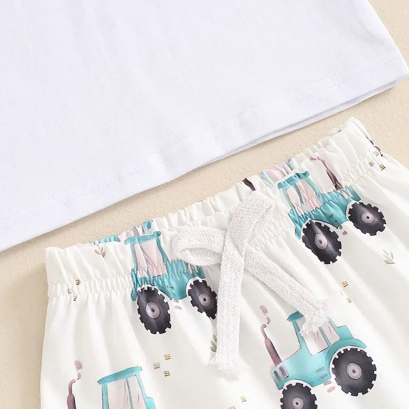 Tractor Pajama Top + Drawstring Shorts